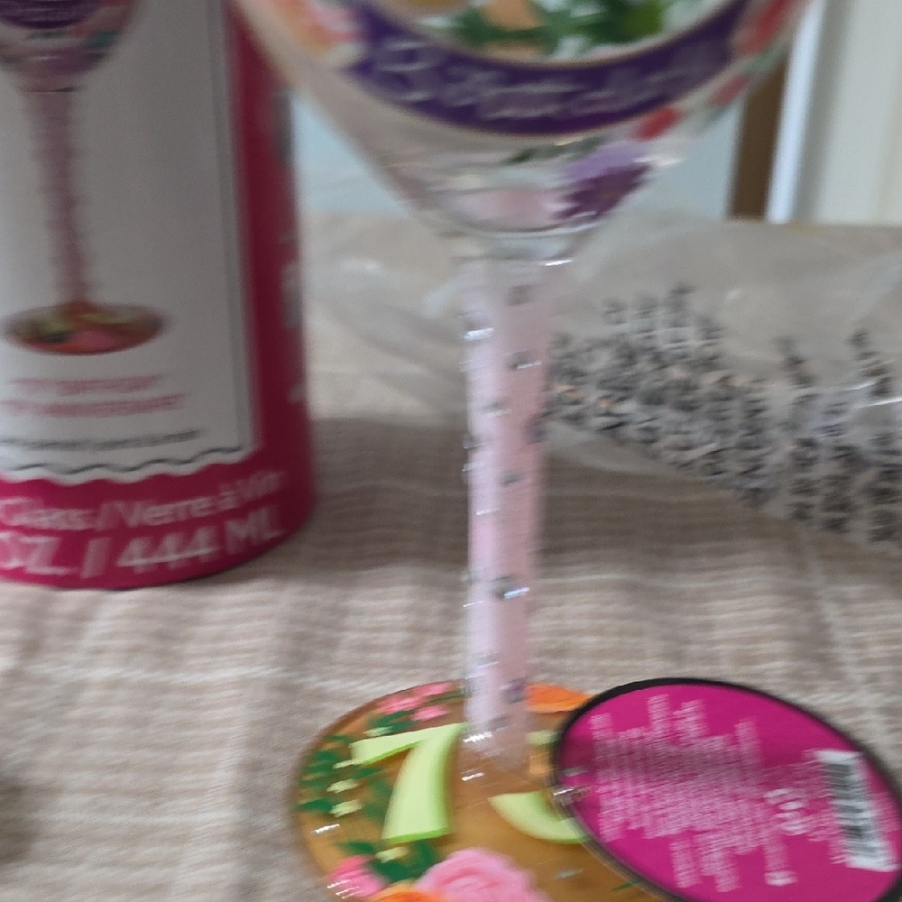 Lolita Happy 70th Birthday Wine Glass - Gold and Pink Accents - Picture 3 of 12